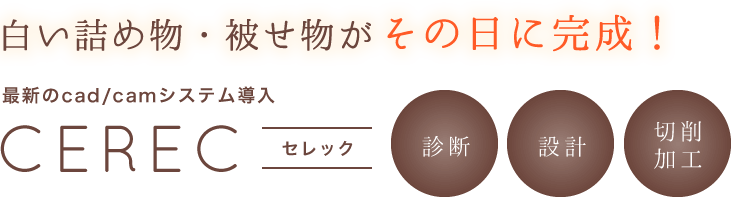 白い詰め物・被せ物がその日に完成！最新のcad/camシステム導入「CEREC（セレック）」